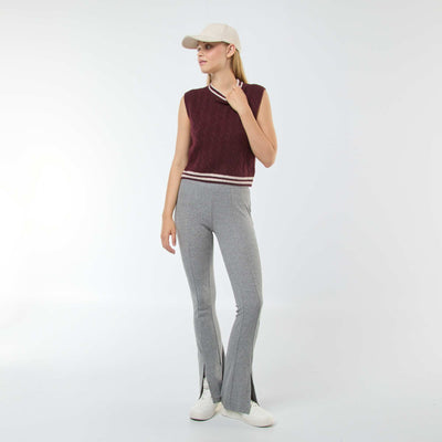 Legging flare en rib GRIS