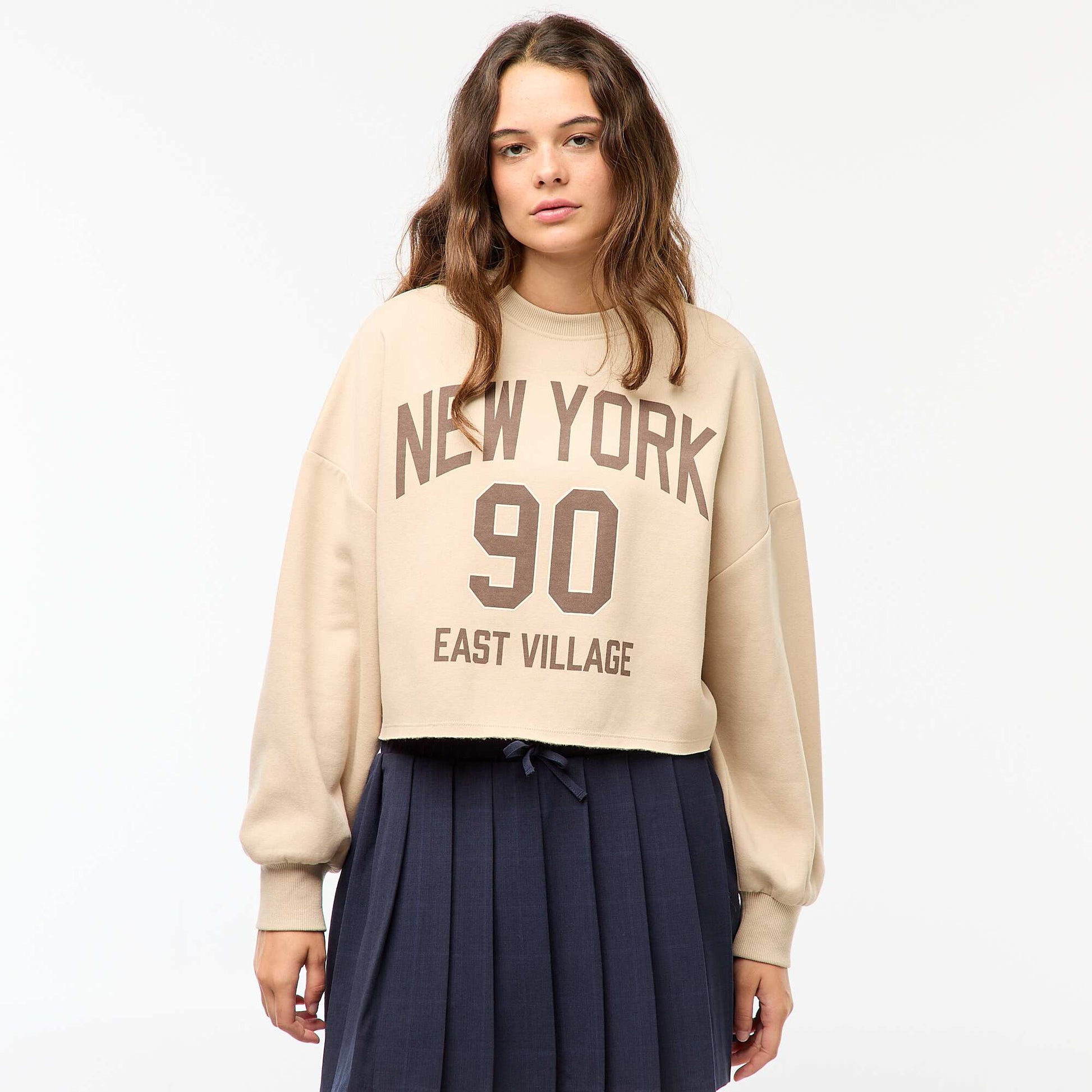 Sweat en molleton imprimé BEIGE