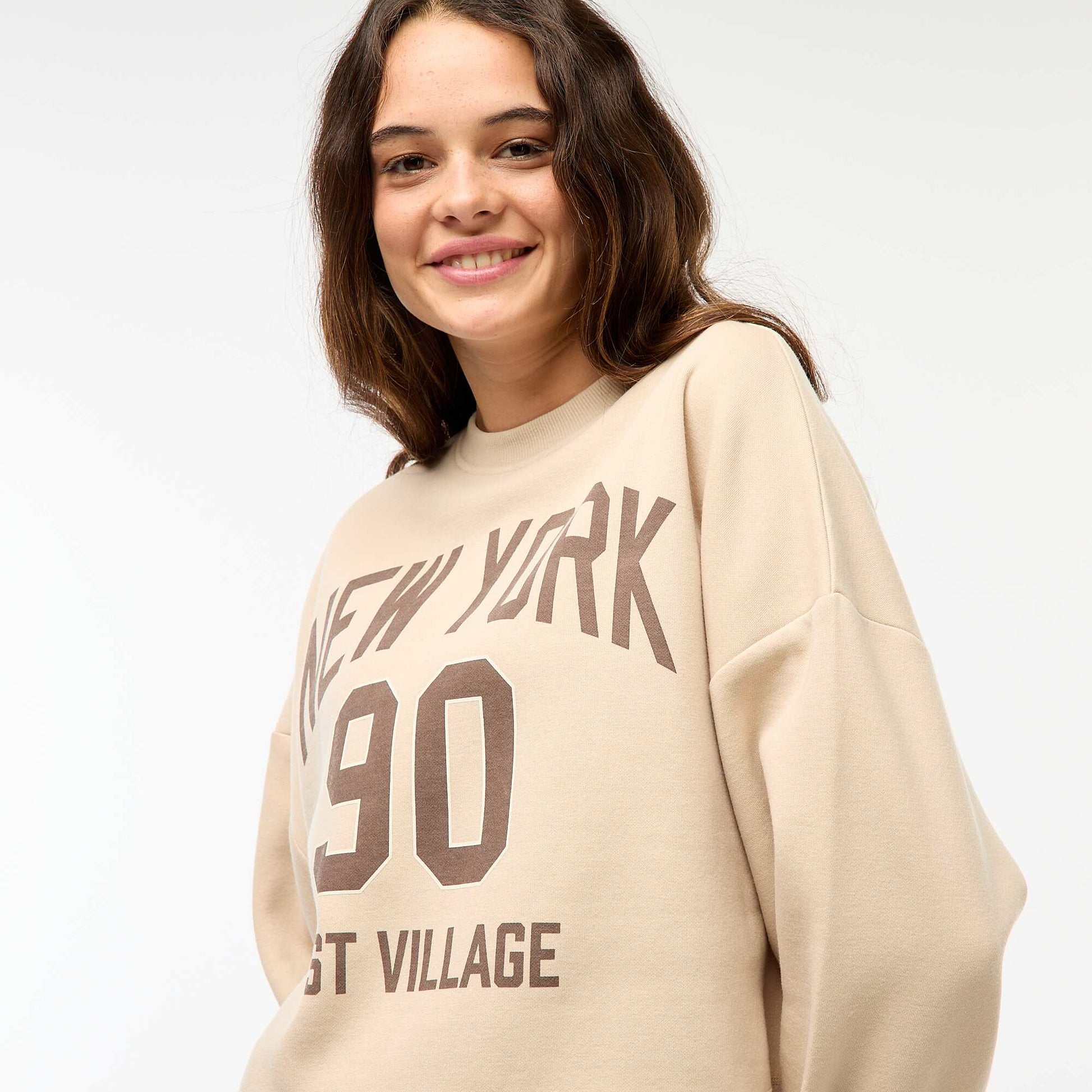 Sweat en molleton imprimé BEIGE