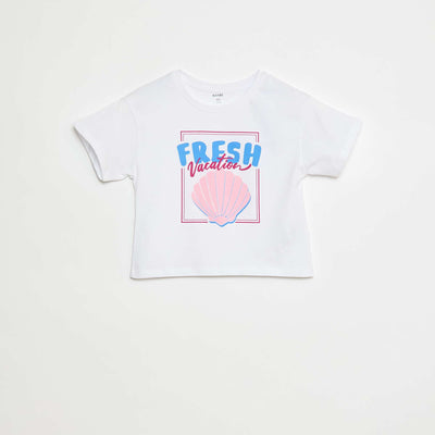 T-shirt imprimé fantaisie BLANC