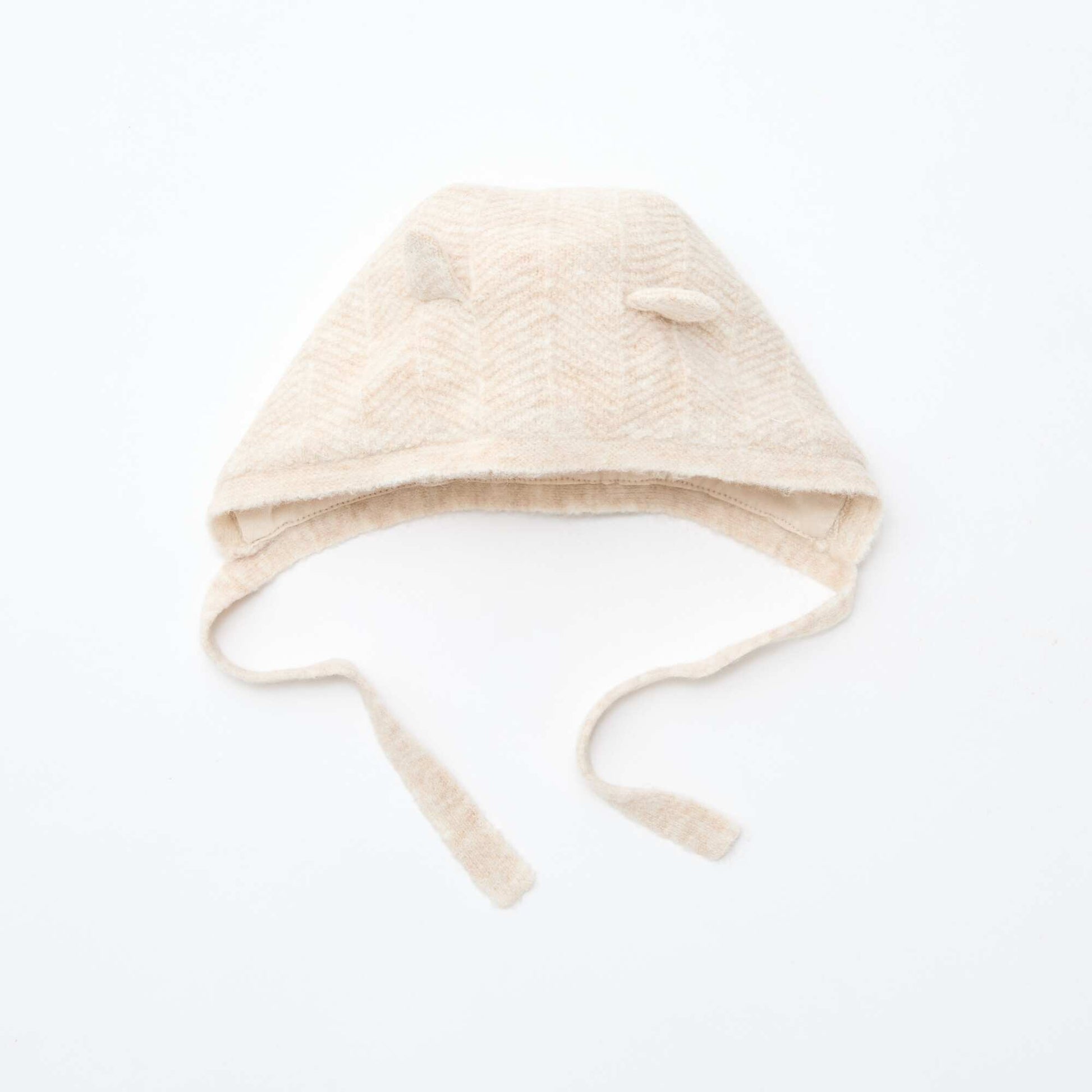 Bonnet animé en coton BEIGE