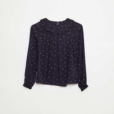 Blouse en maille crêpe avec col élastiqué - So Easy BLEU