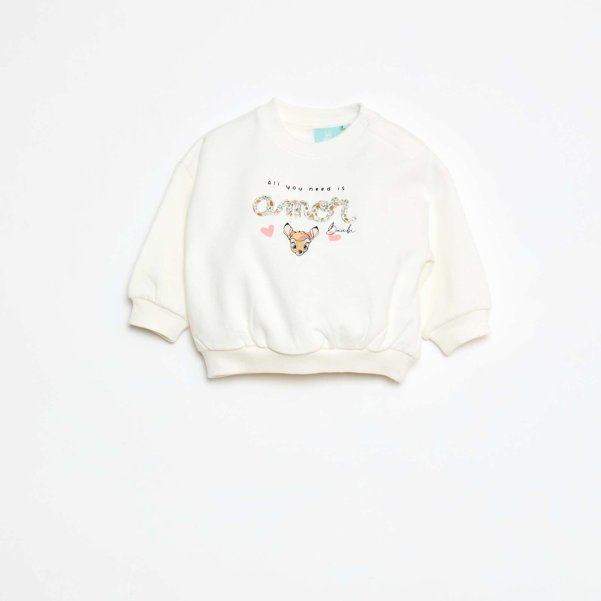 Sweat à col rond imprimé 'Bambi' 'Disney' BLANC