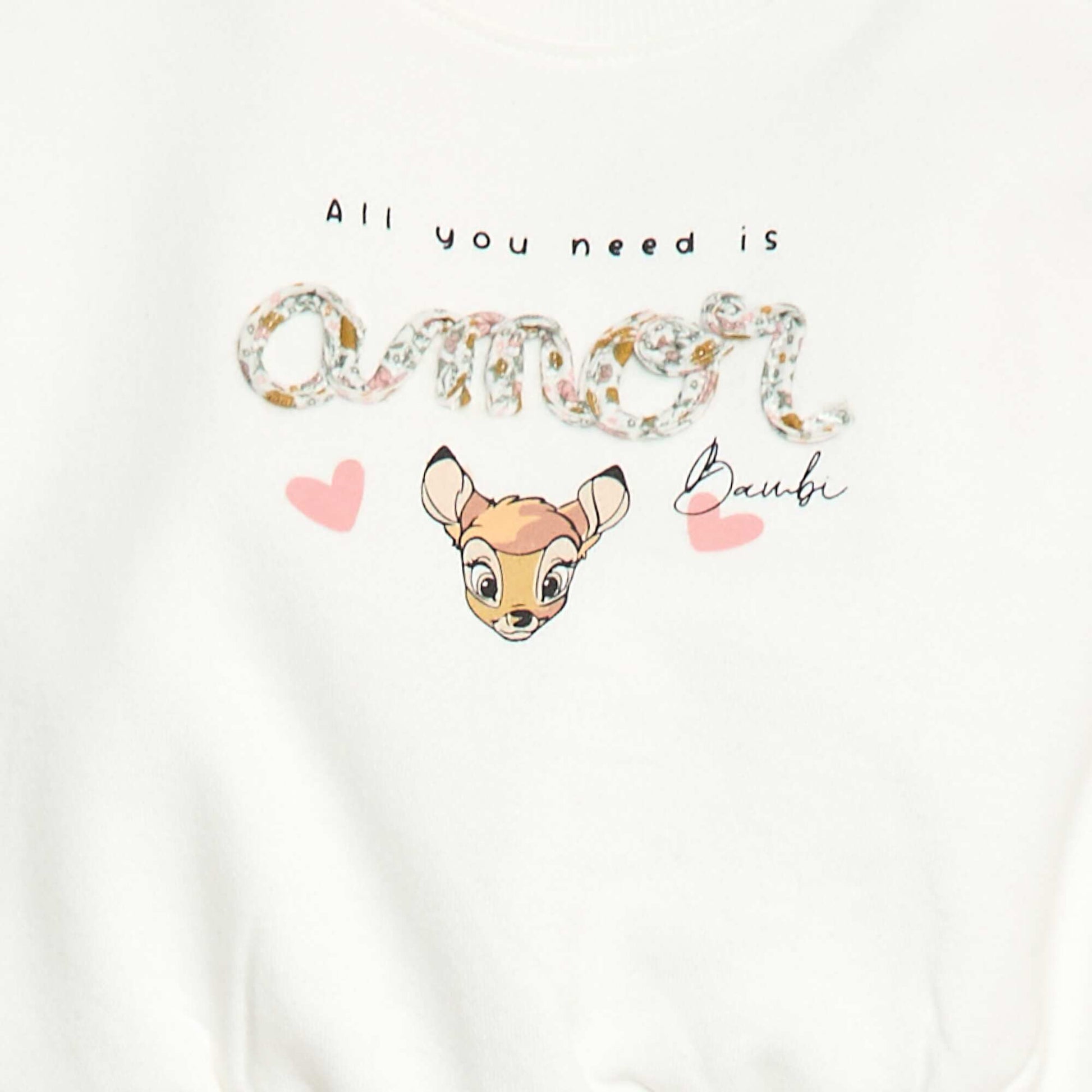 Sweat à col rond imprimé 'Bambi' 'Disney' BLANC