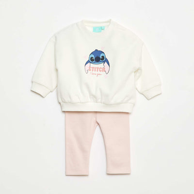 Ensemble de jogging 'Disney' 'Stitch' sweat + pantalon - 2 pièces BLANC