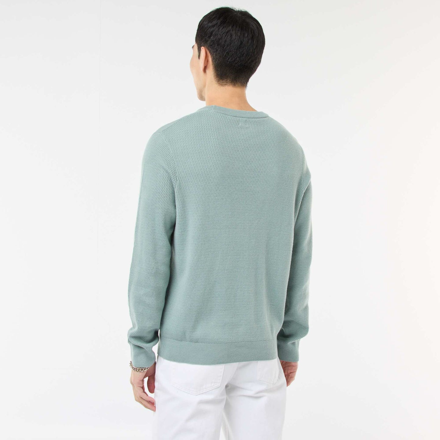 Pull en maille fantaisie à col rond BLEU