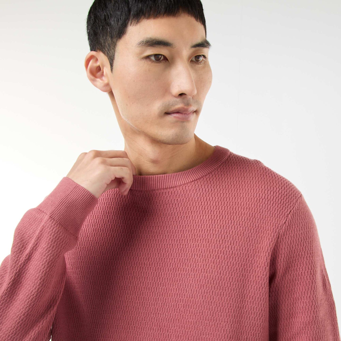 Pull en maille fantaisie à col rond ROSE