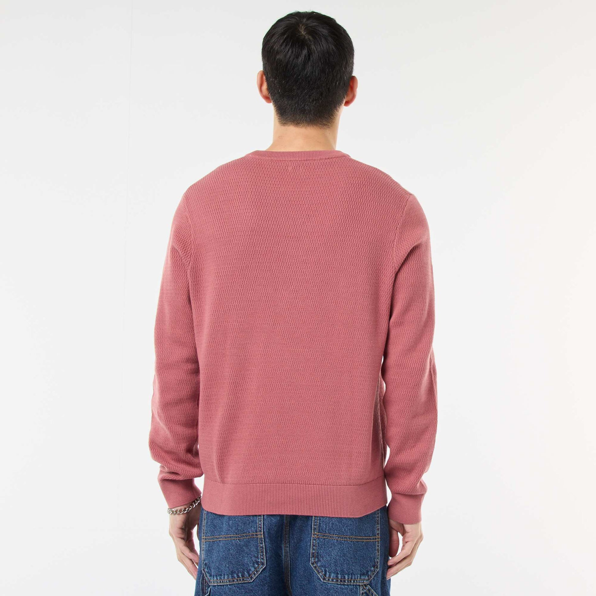 Pull en maille fantaisie à col rond ROSE