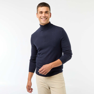 Pull col roulé uni BLEU