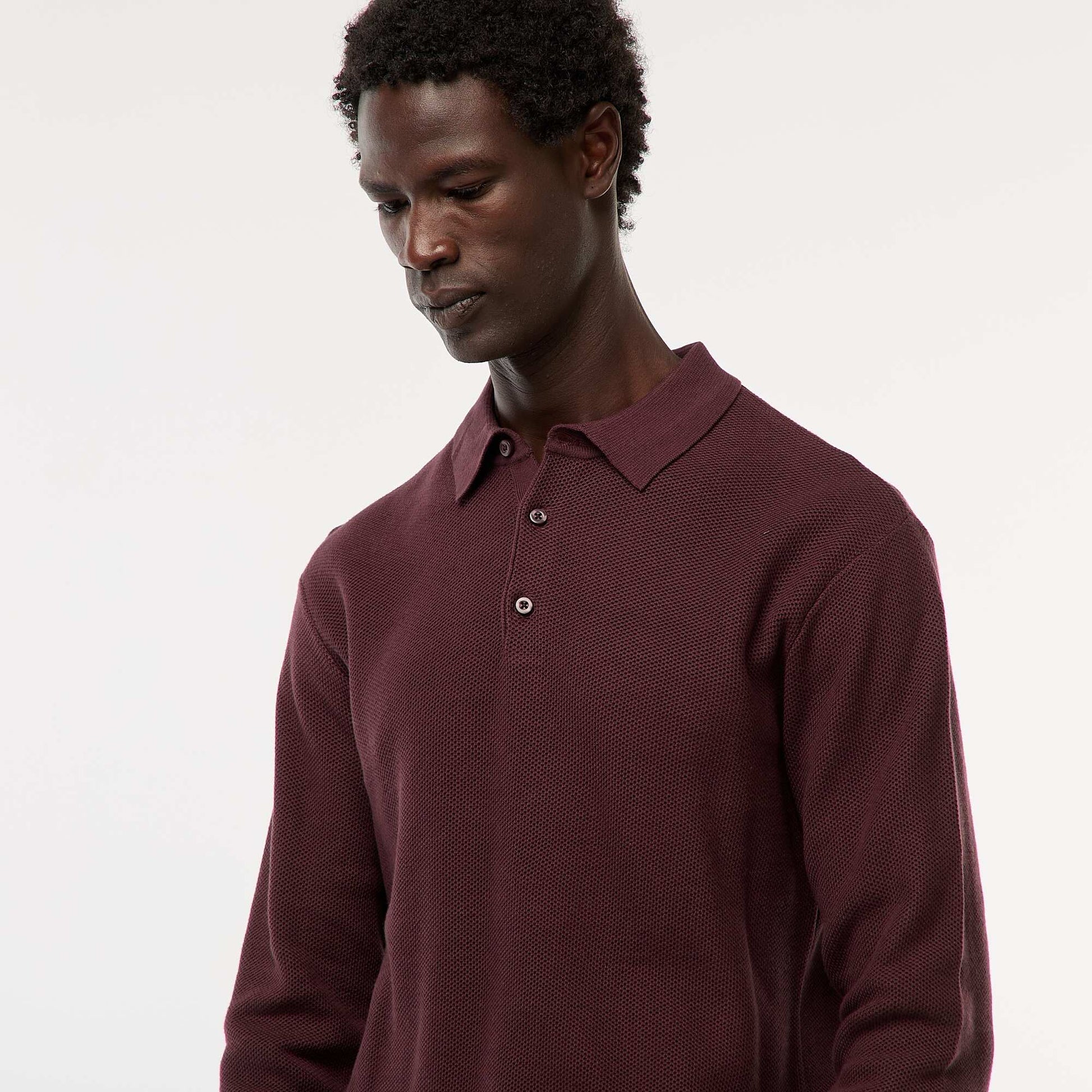 Polo à manches longues en maille fantaisie VIOLET