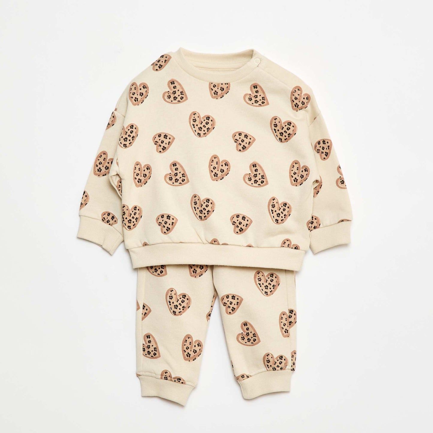 Lot de 2 ensembles pull + pantalon en coton BEIGE