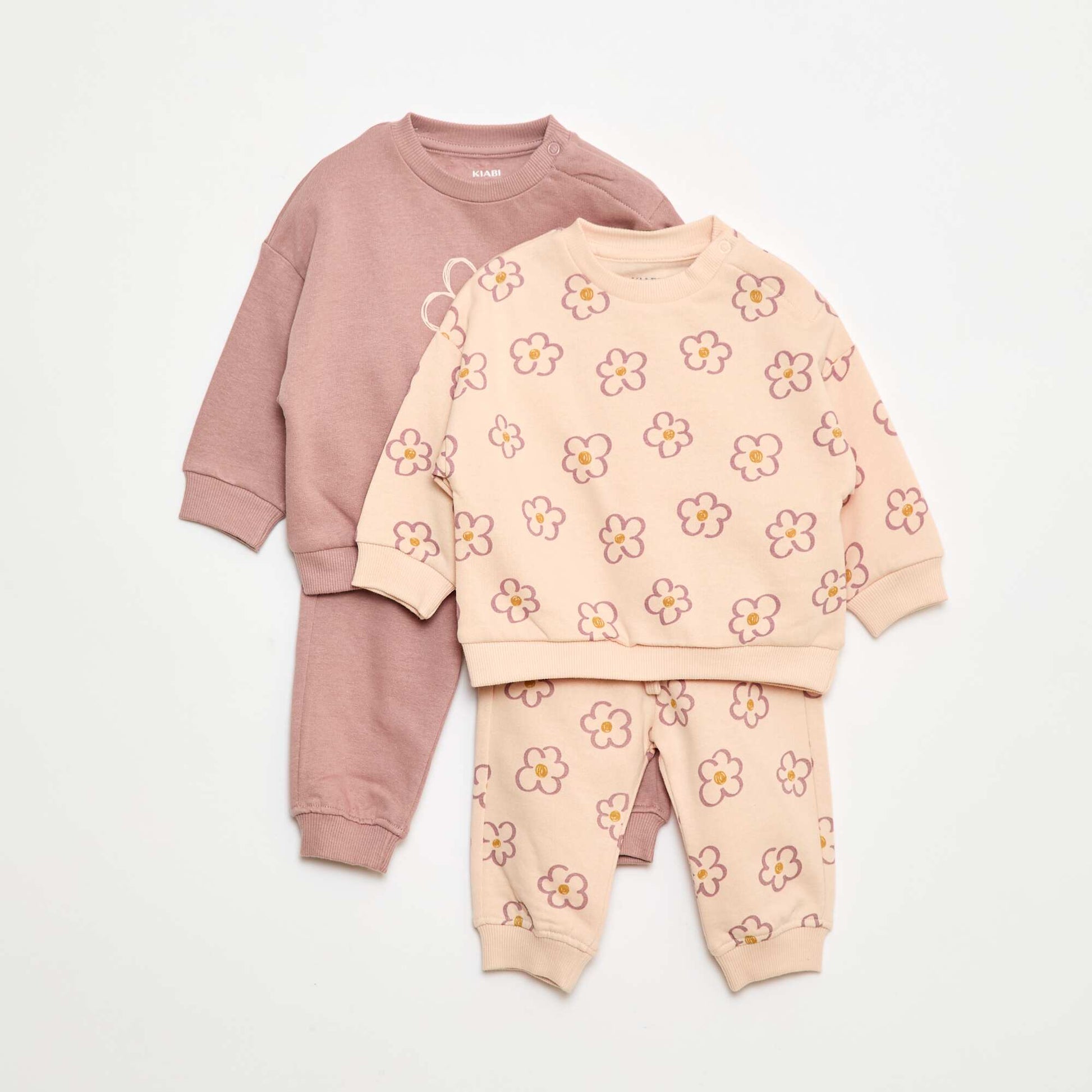 Lot de 2 ensembles pull + pantalon en coton ROSE