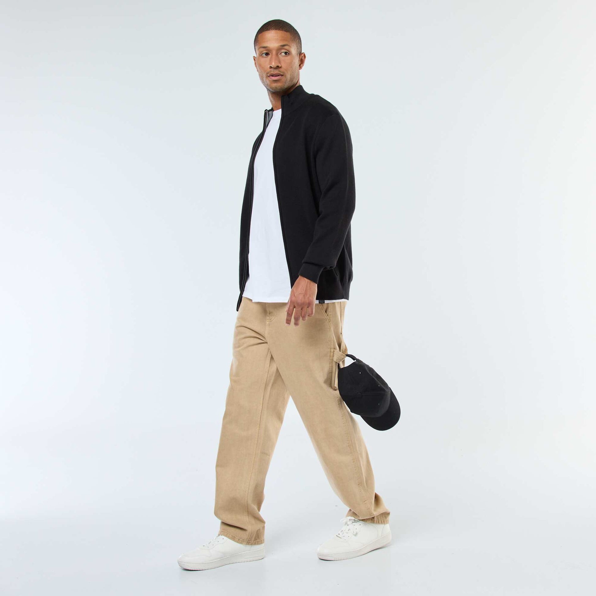 Gilet uni zippé avec col montant NOIR
