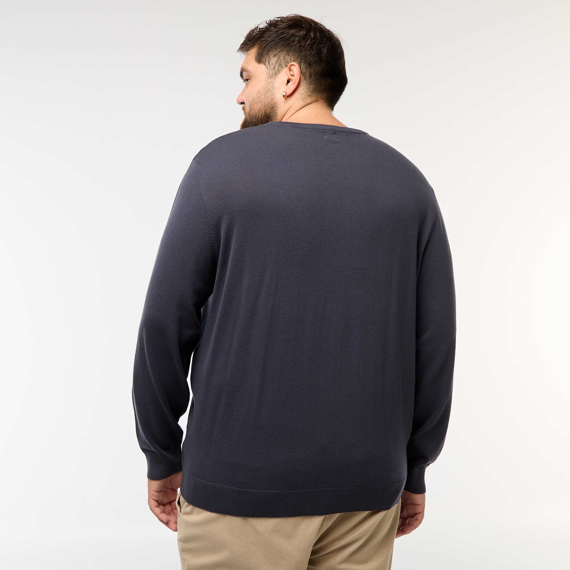 Pull en maille uni col rond BLEU