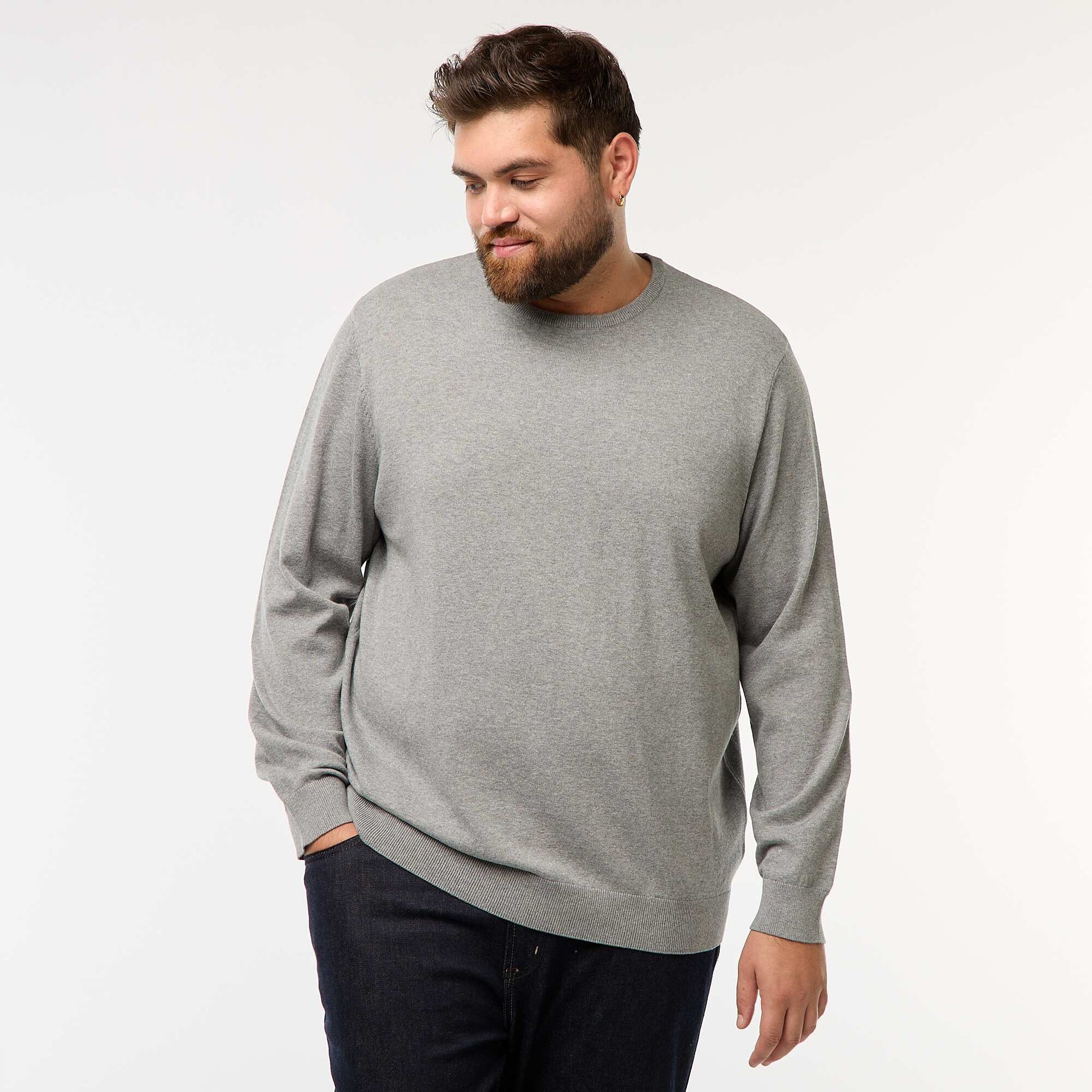 Pull en maille uni col rond GRIS