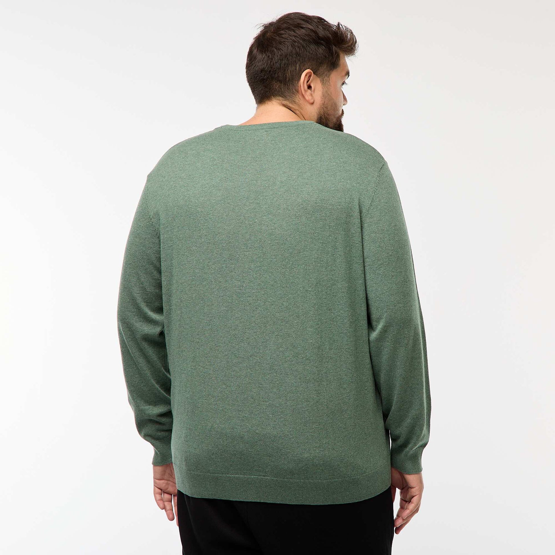 Pull en maille uni col rond VERT