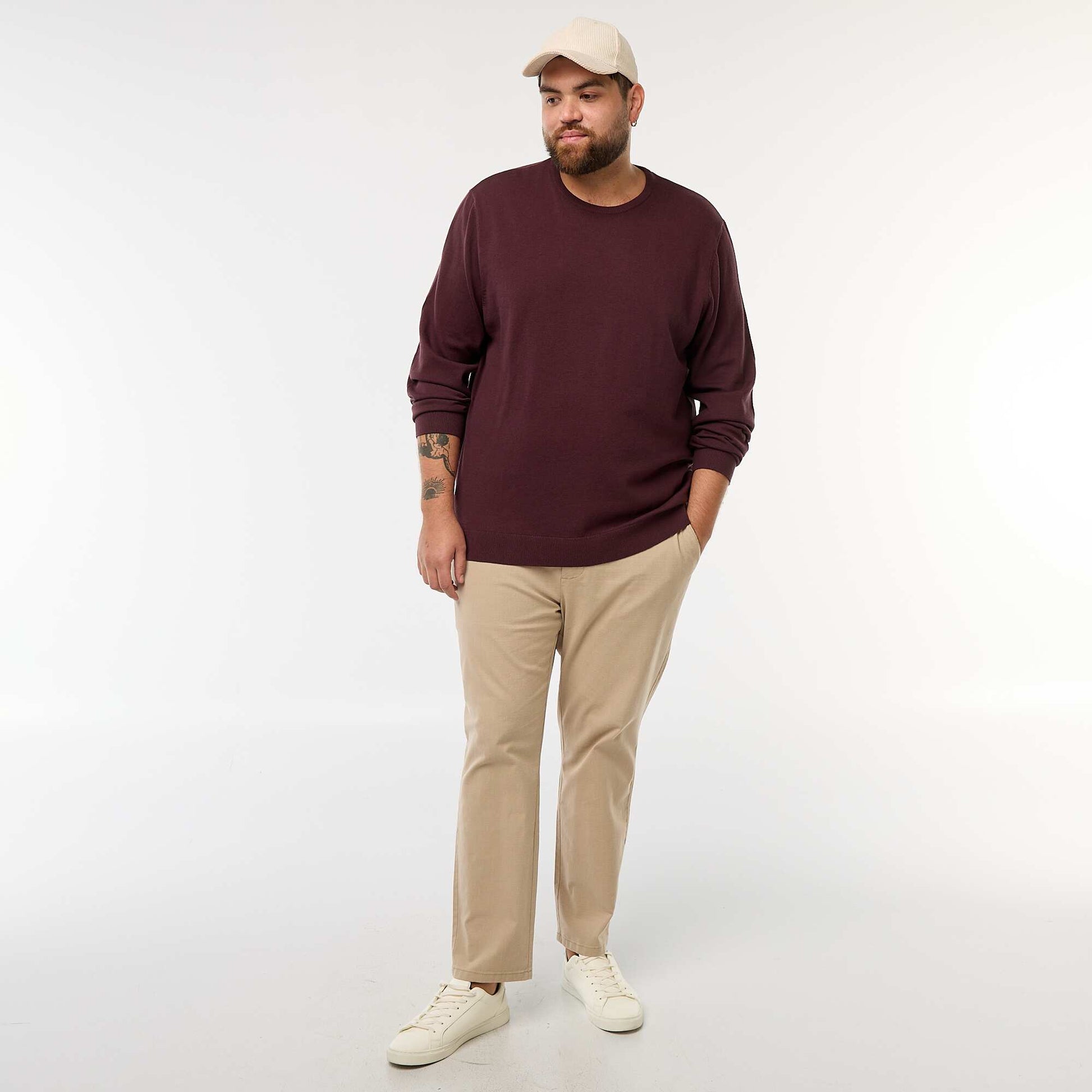 Pull en maille uni col rond VIOLET