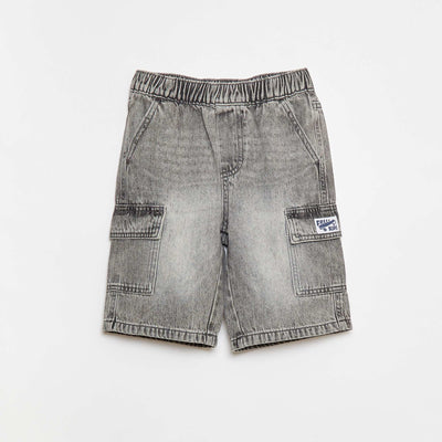 Bermuda en denim avec multi-poches GRIS