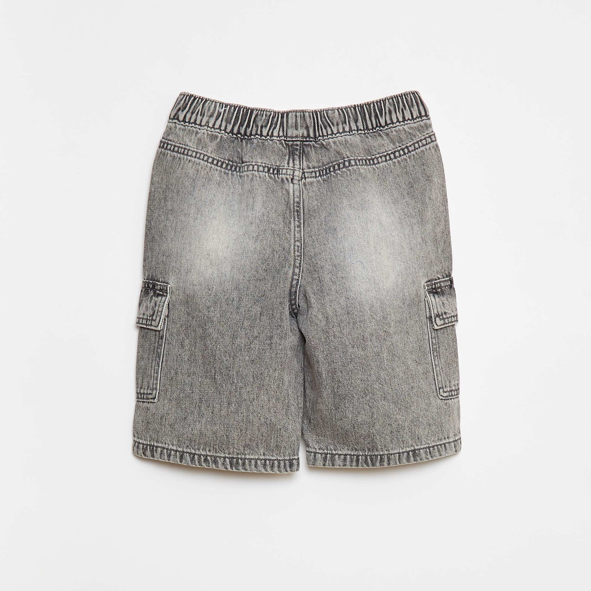 Bermuda en denim avec multi-poches GRIS