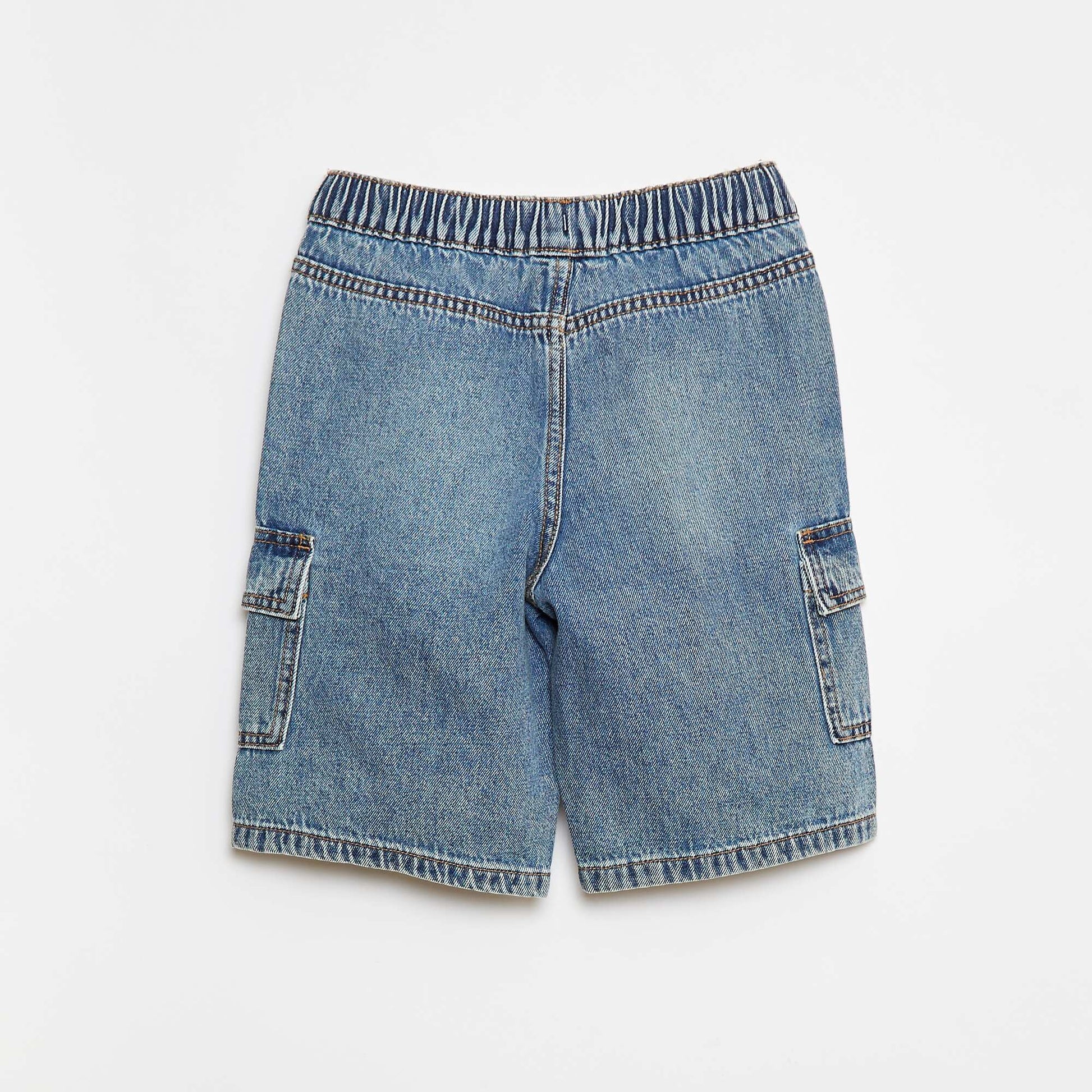 Bermuda en denim avec multi-poches BLEU