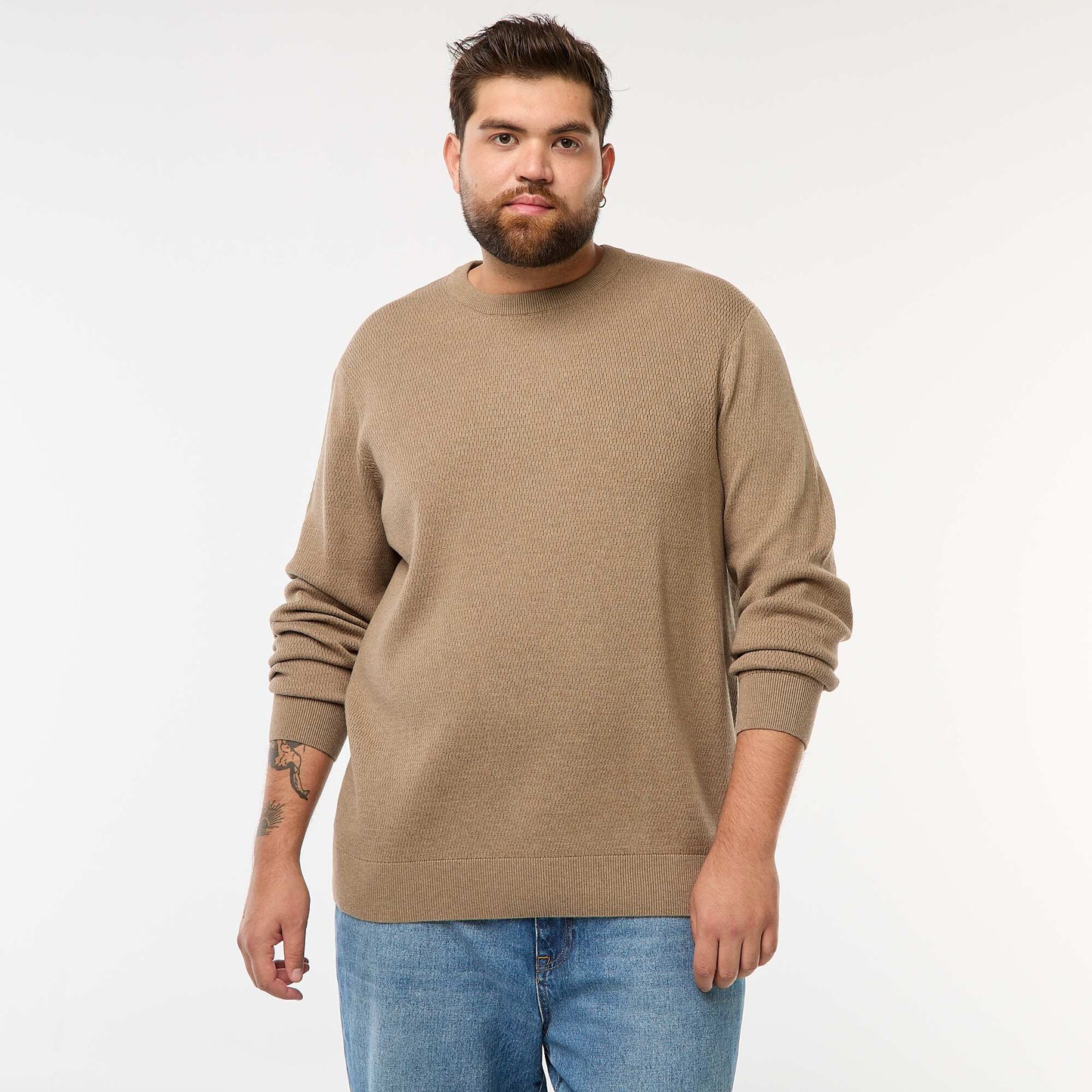 Pull en maille uni MARRON