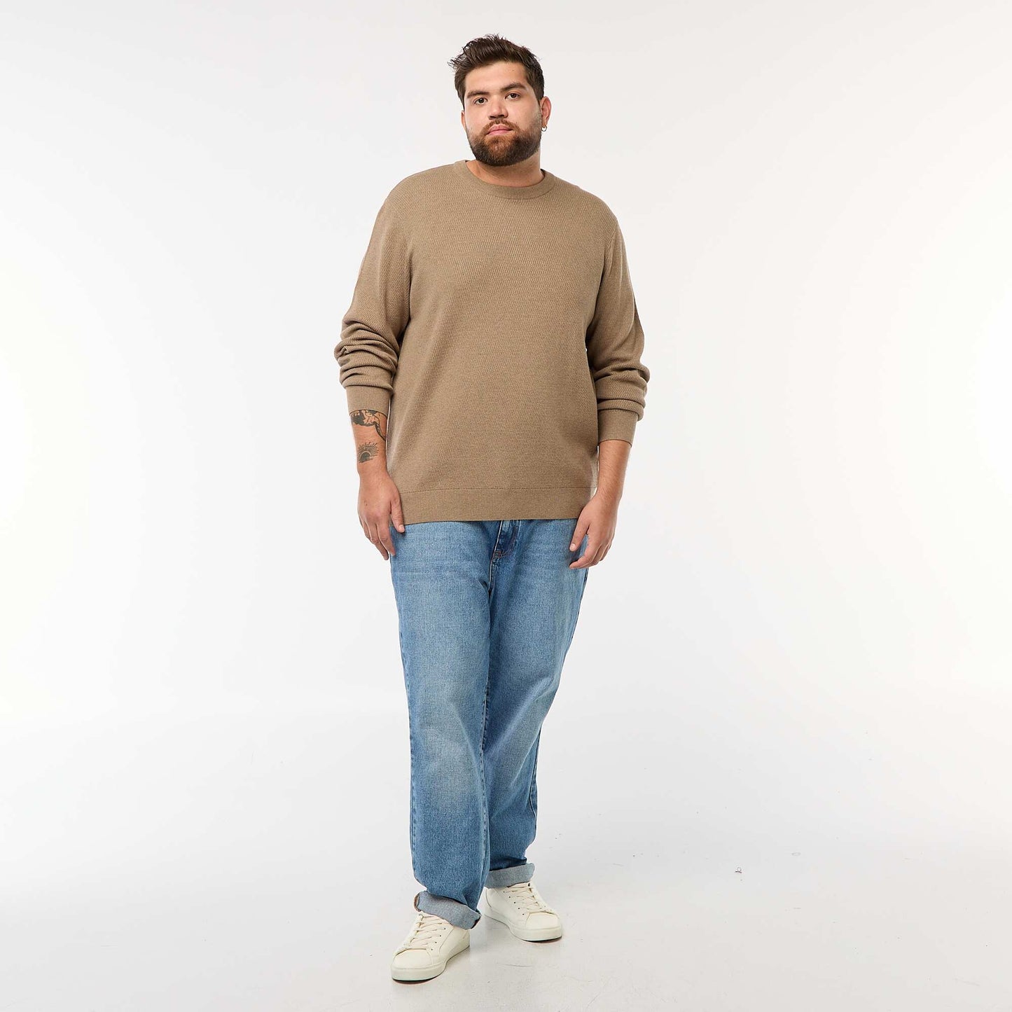 Pull en maille uni MARRON