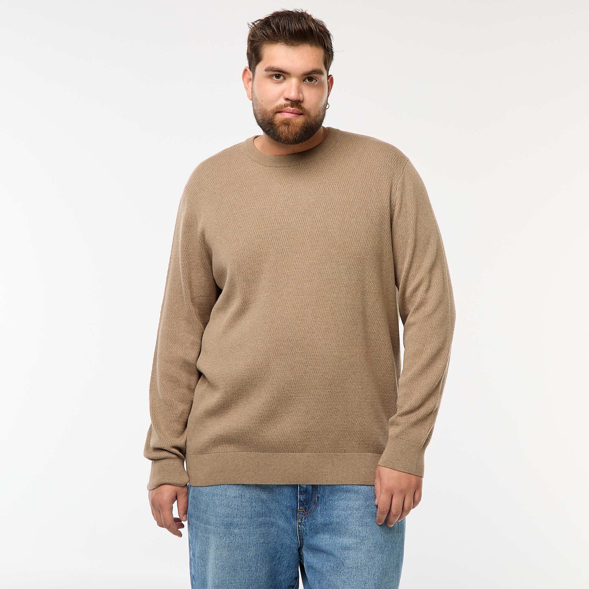 Pull en maille uni MARRON