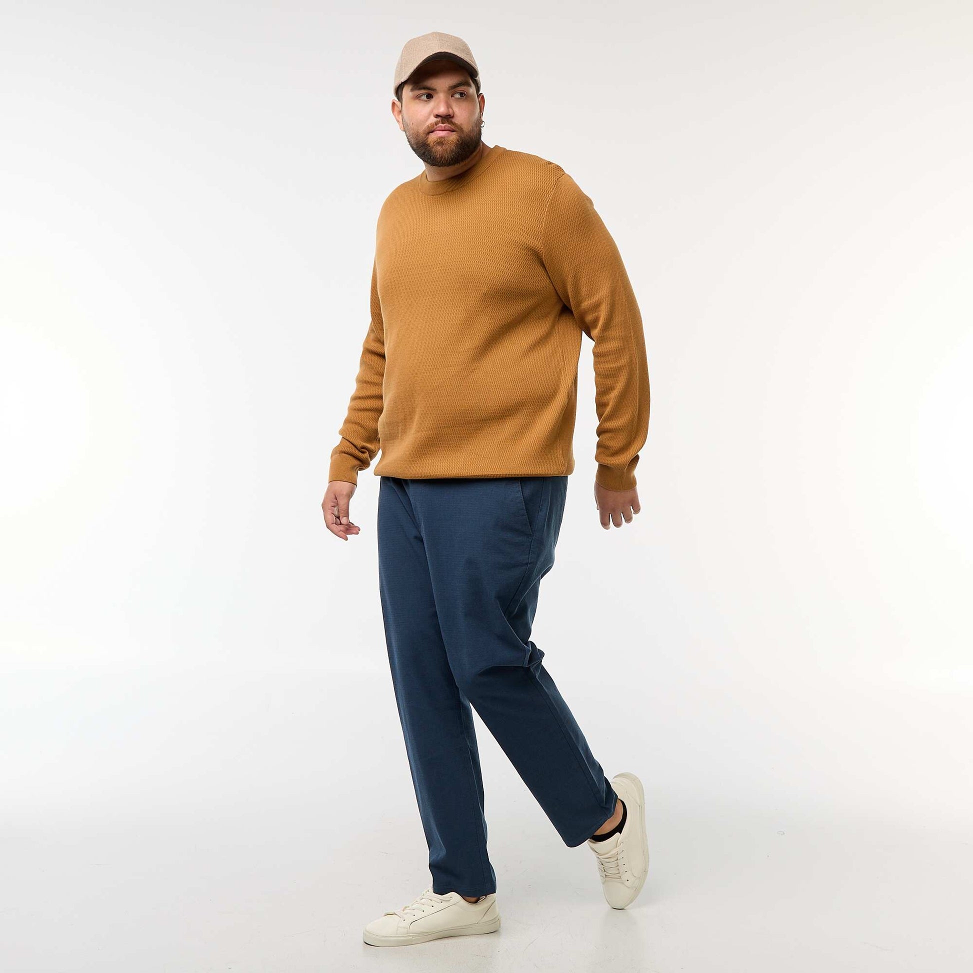 Pull en maille uni MOUTARDE