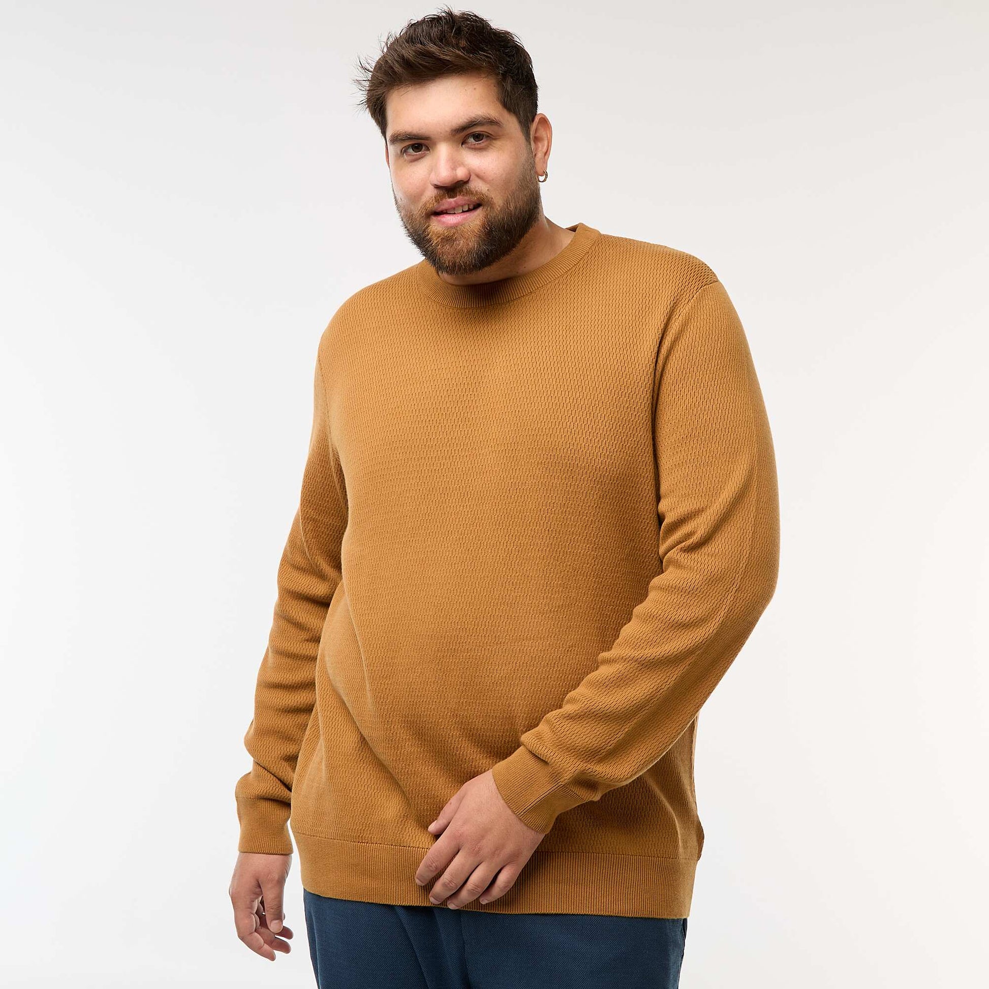 Pull en maille uni MOUTARDE