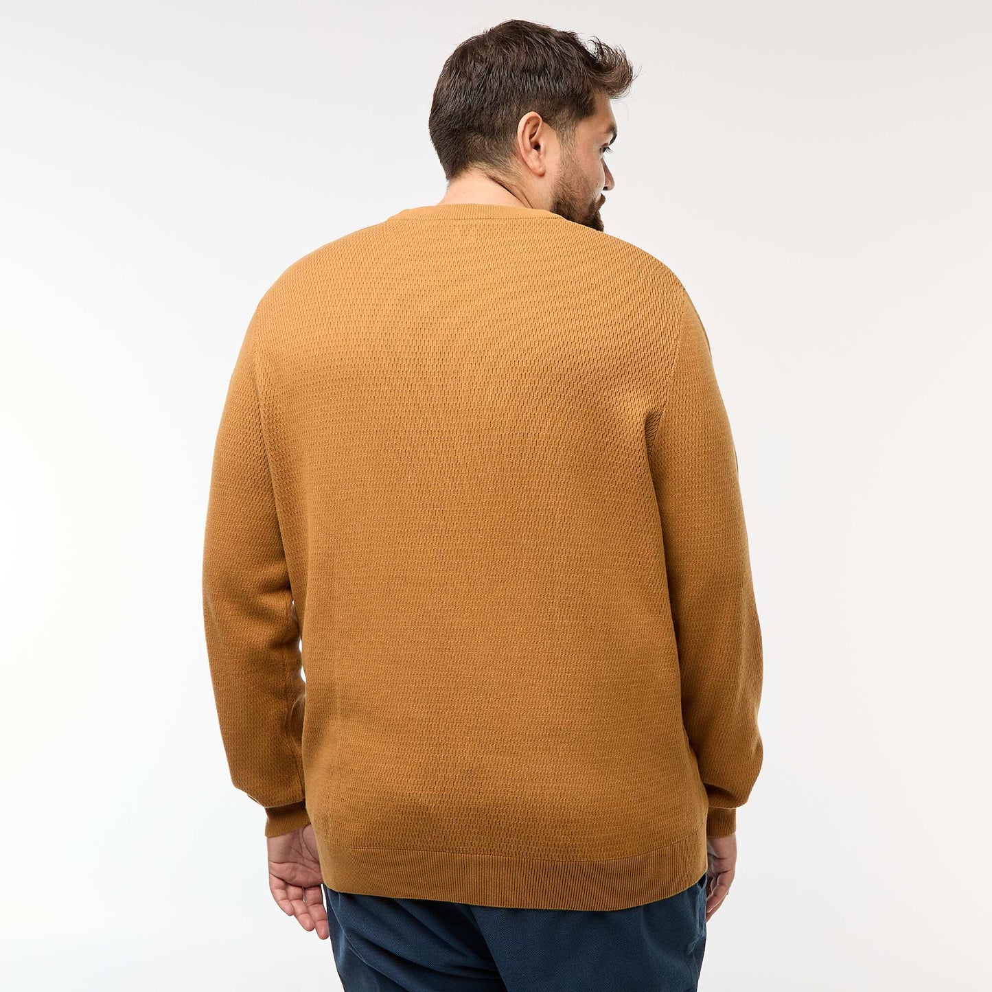 Pull en maille uni MOUTARDE