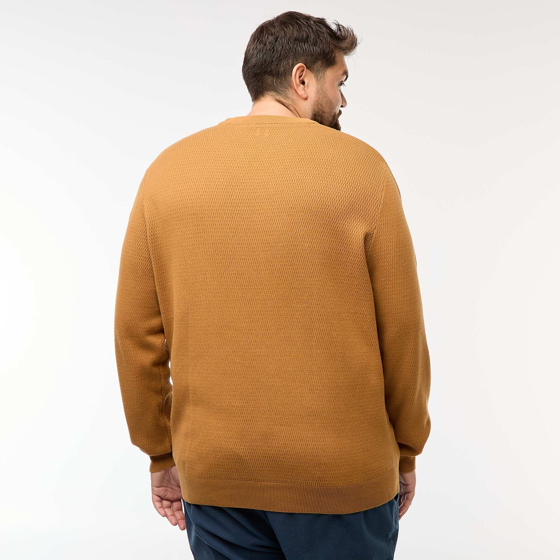 Pull en maille uni MOUTARDE