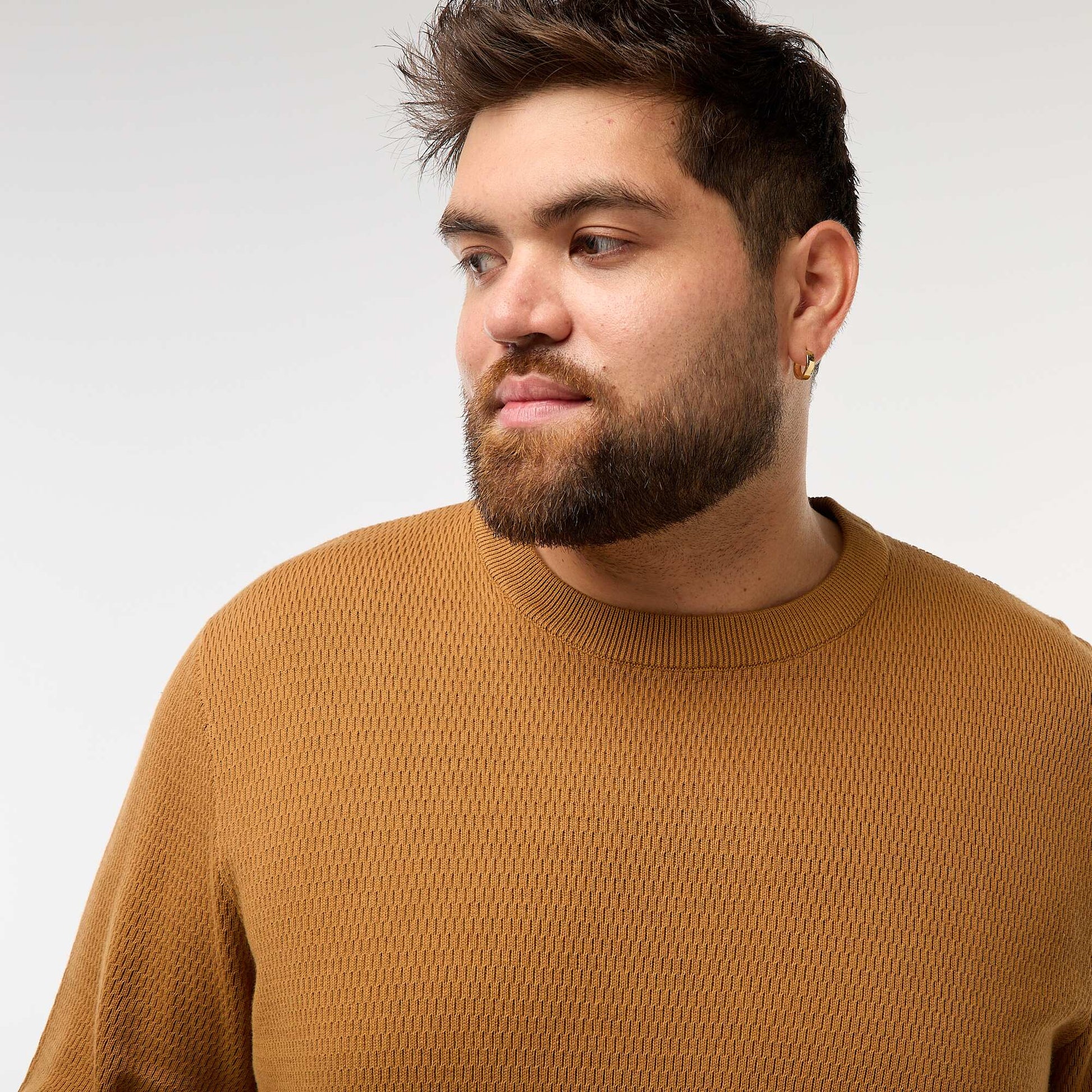 Pull en maille uni MOUTARDE