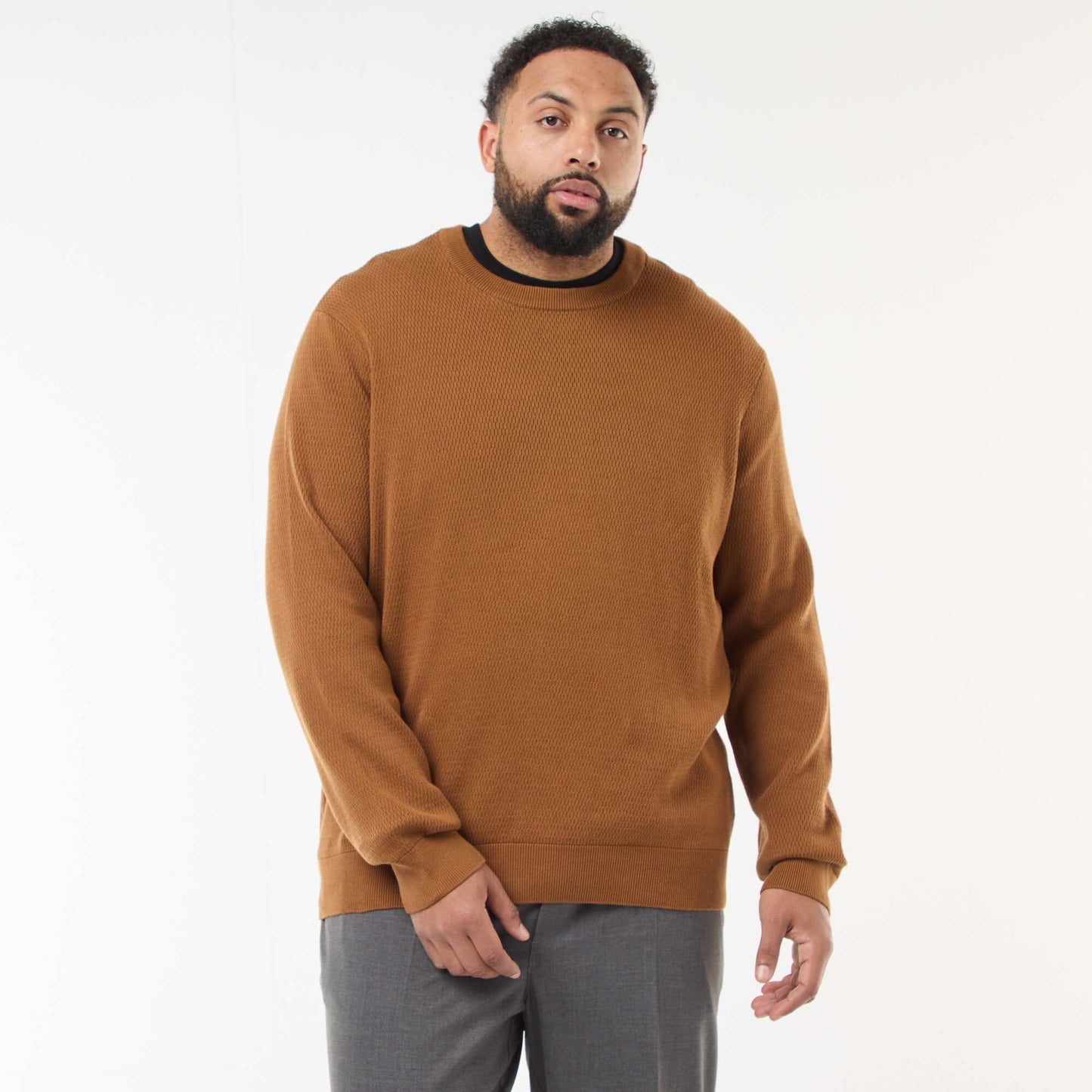 Pull en maille uni MARRON