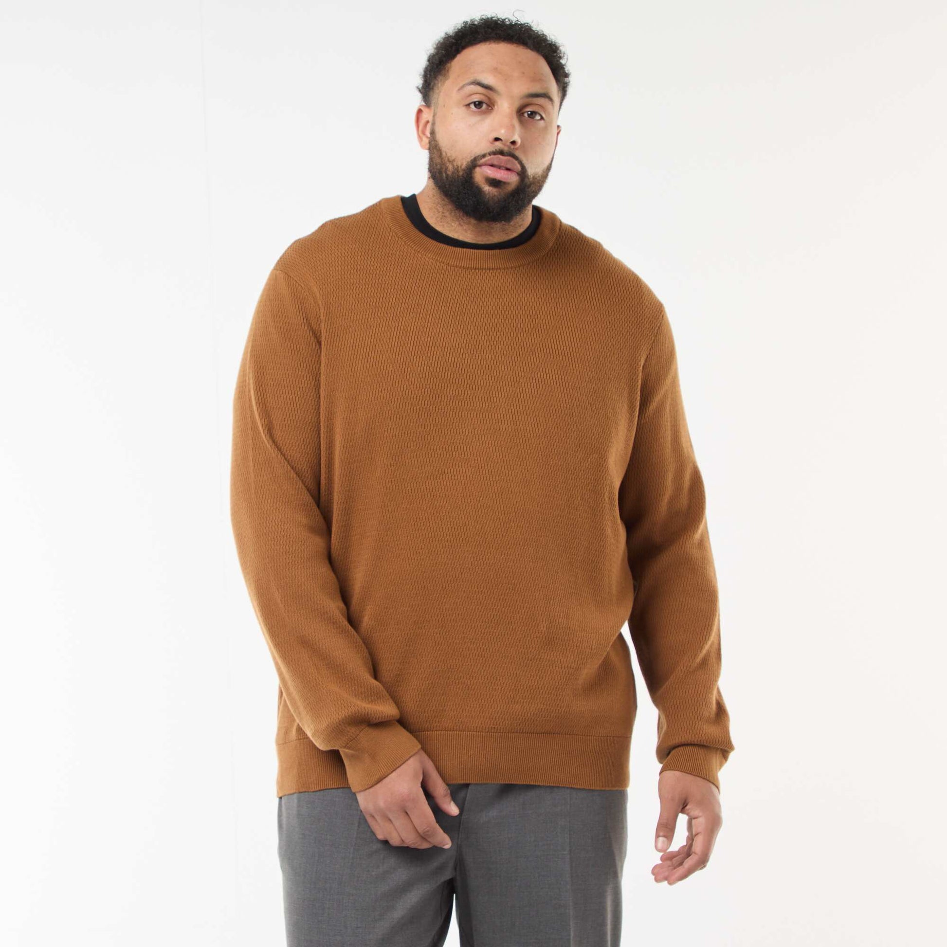 Pull en maille uni MARRON