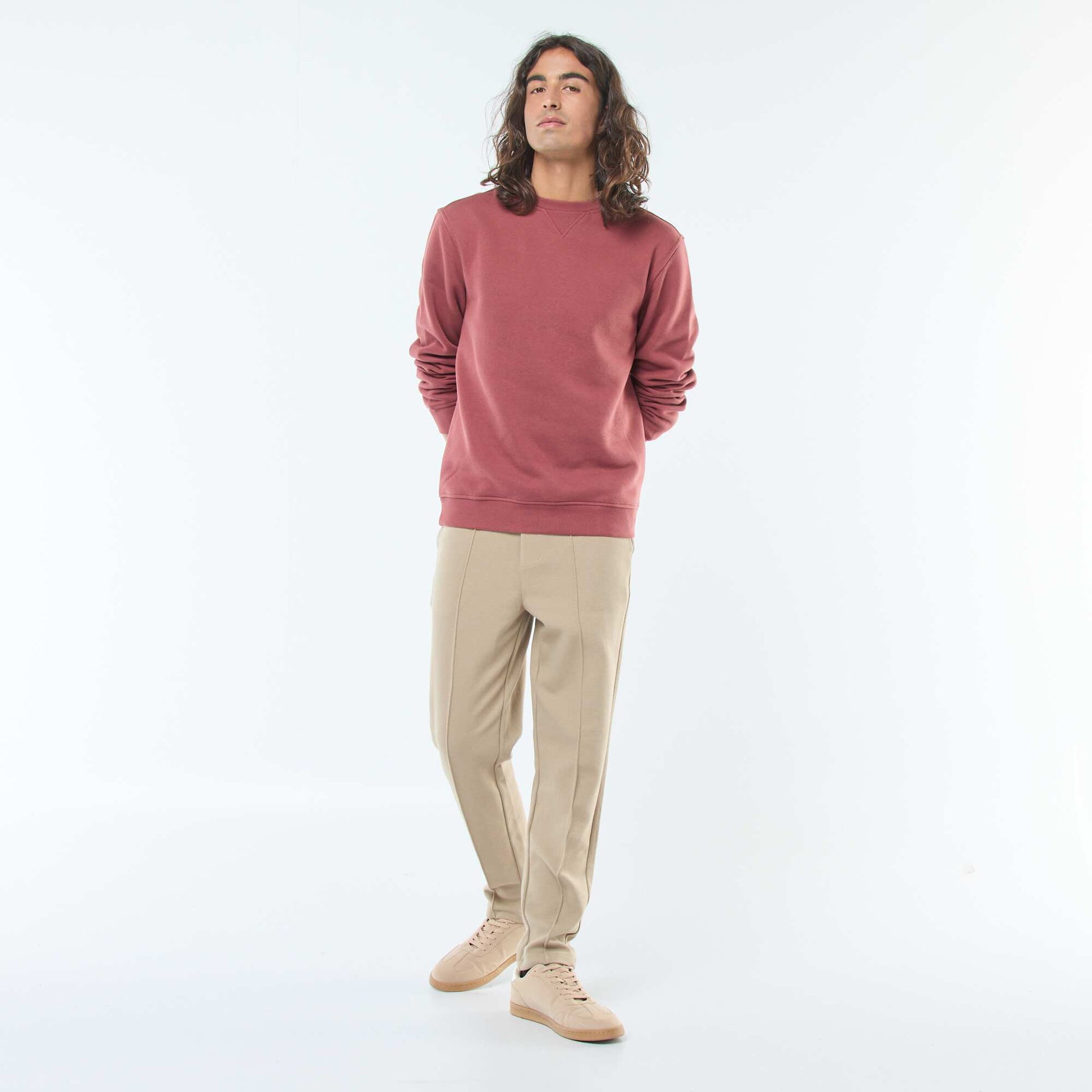 Jogging en maille piquée uni BEIGE