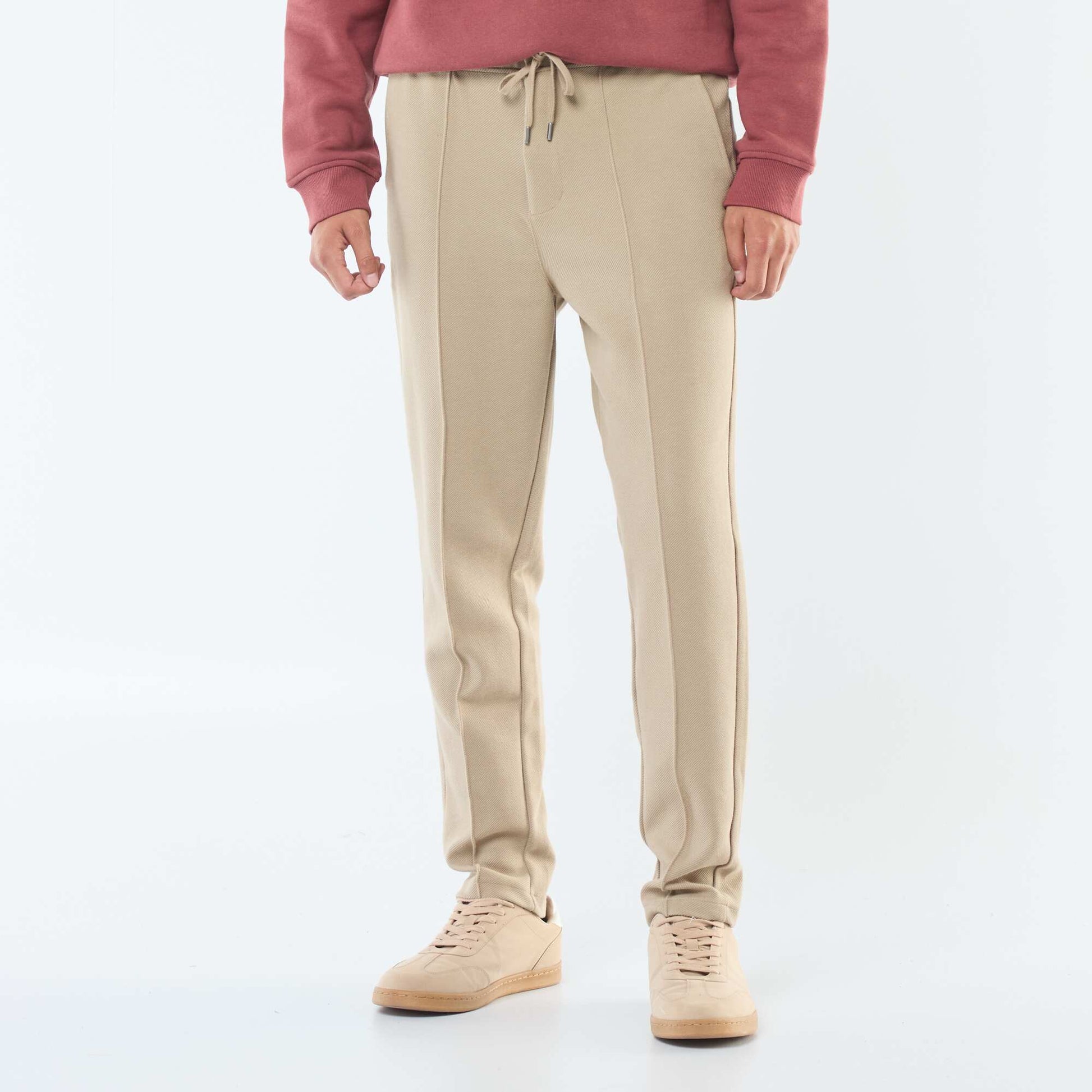 Jogging en maille piquée uni BEIGE