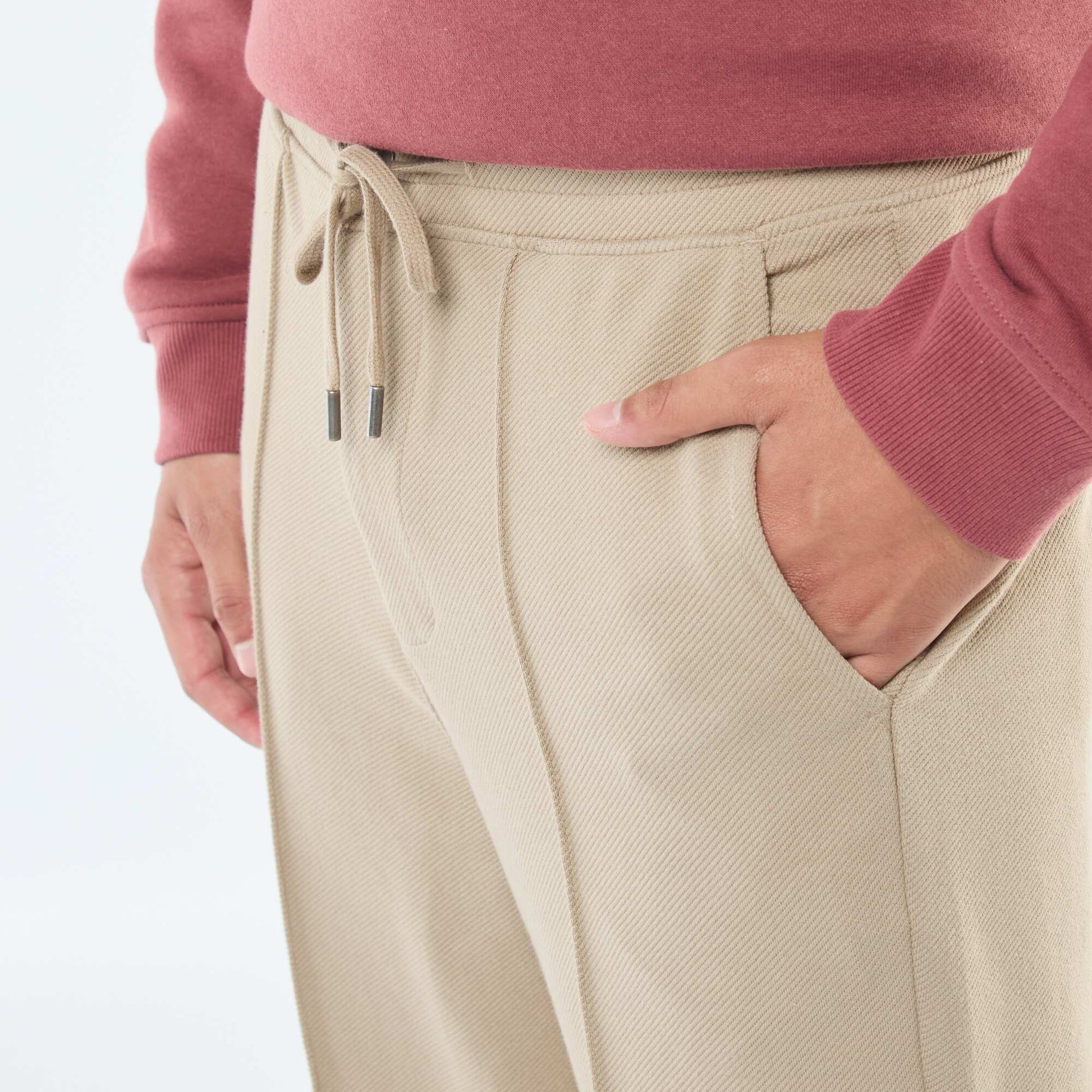Jogging en maille piquée uni BEIGE