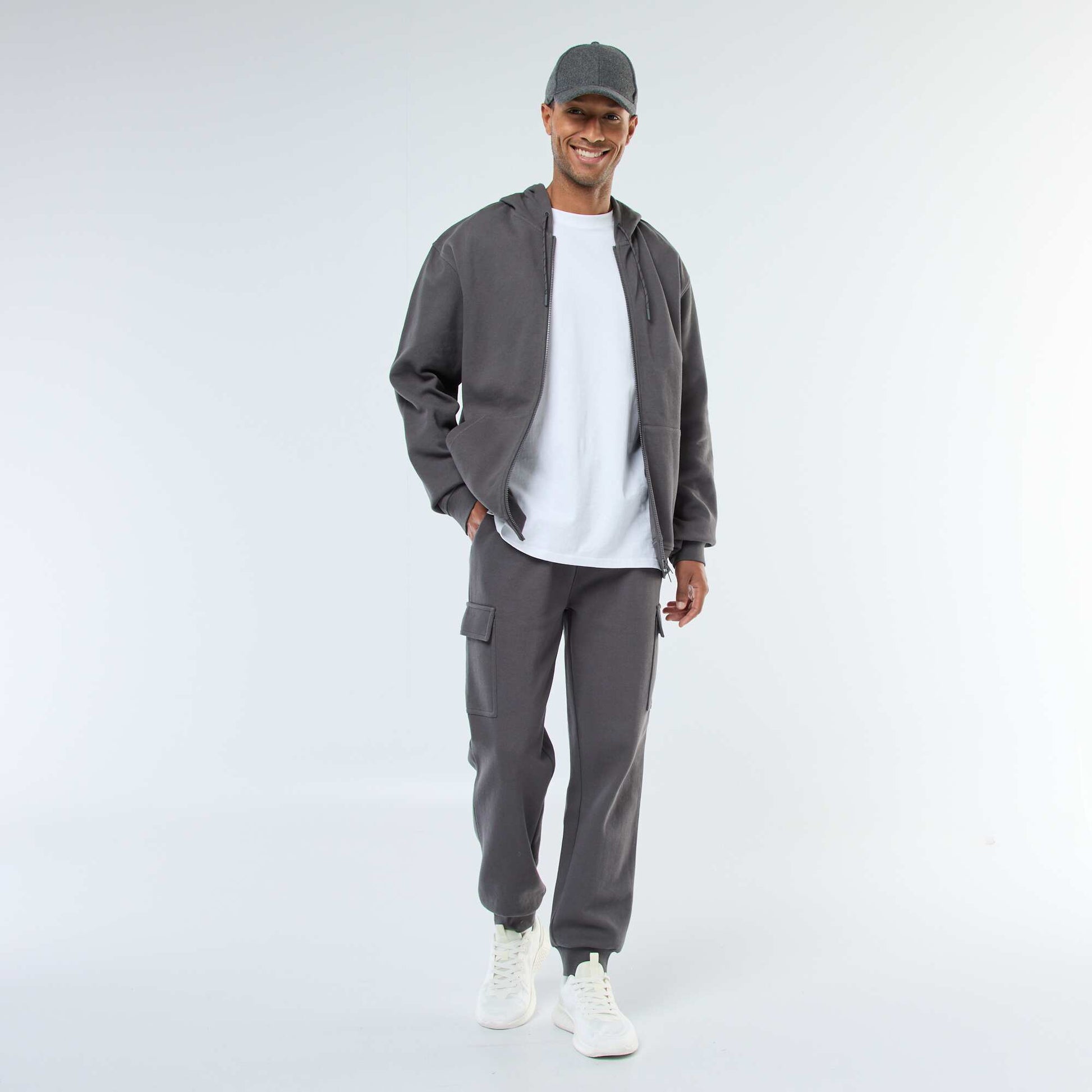 Pantalon de jogging multi-poches uni GRIS