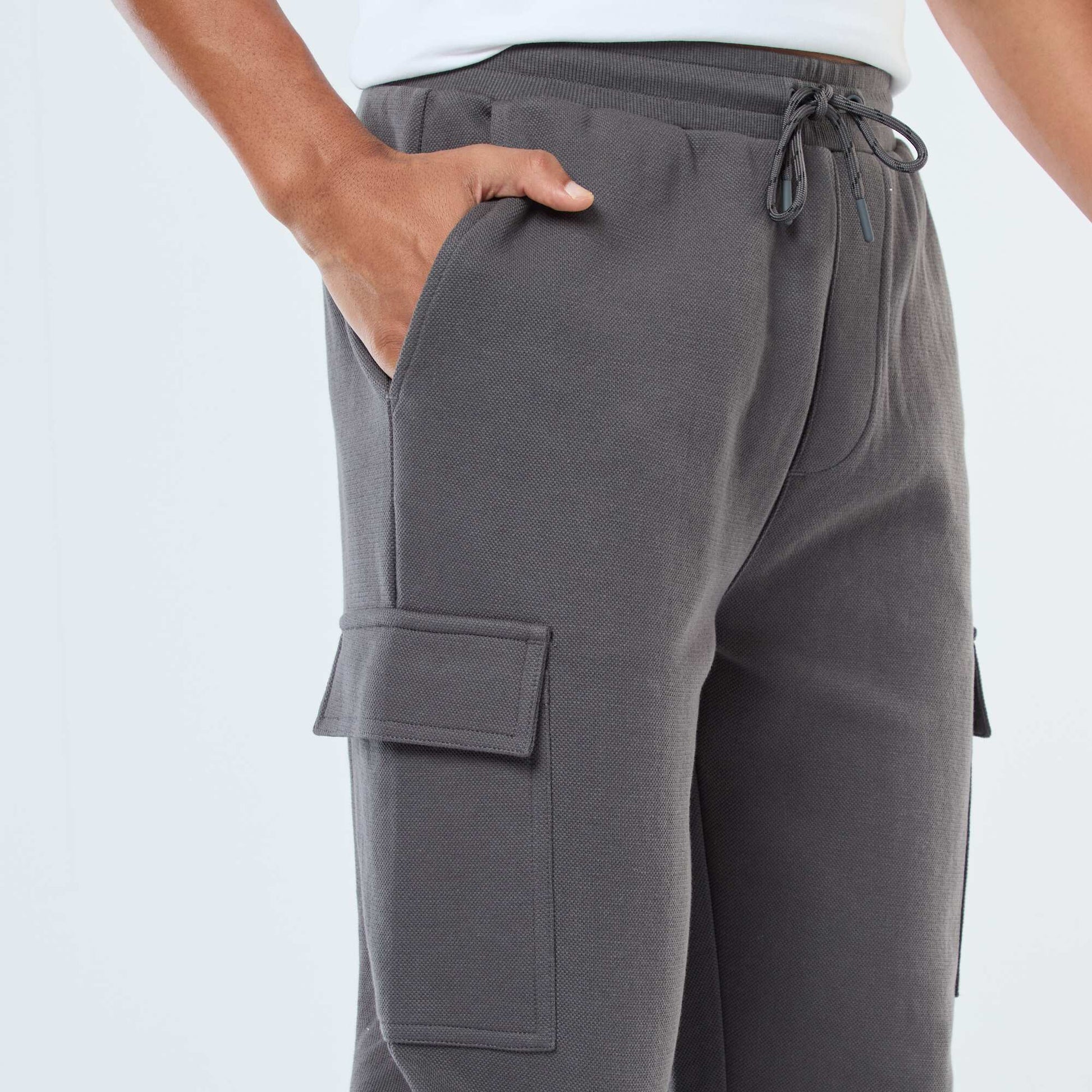 Pantalon de jogging multi-poches uni GRIS