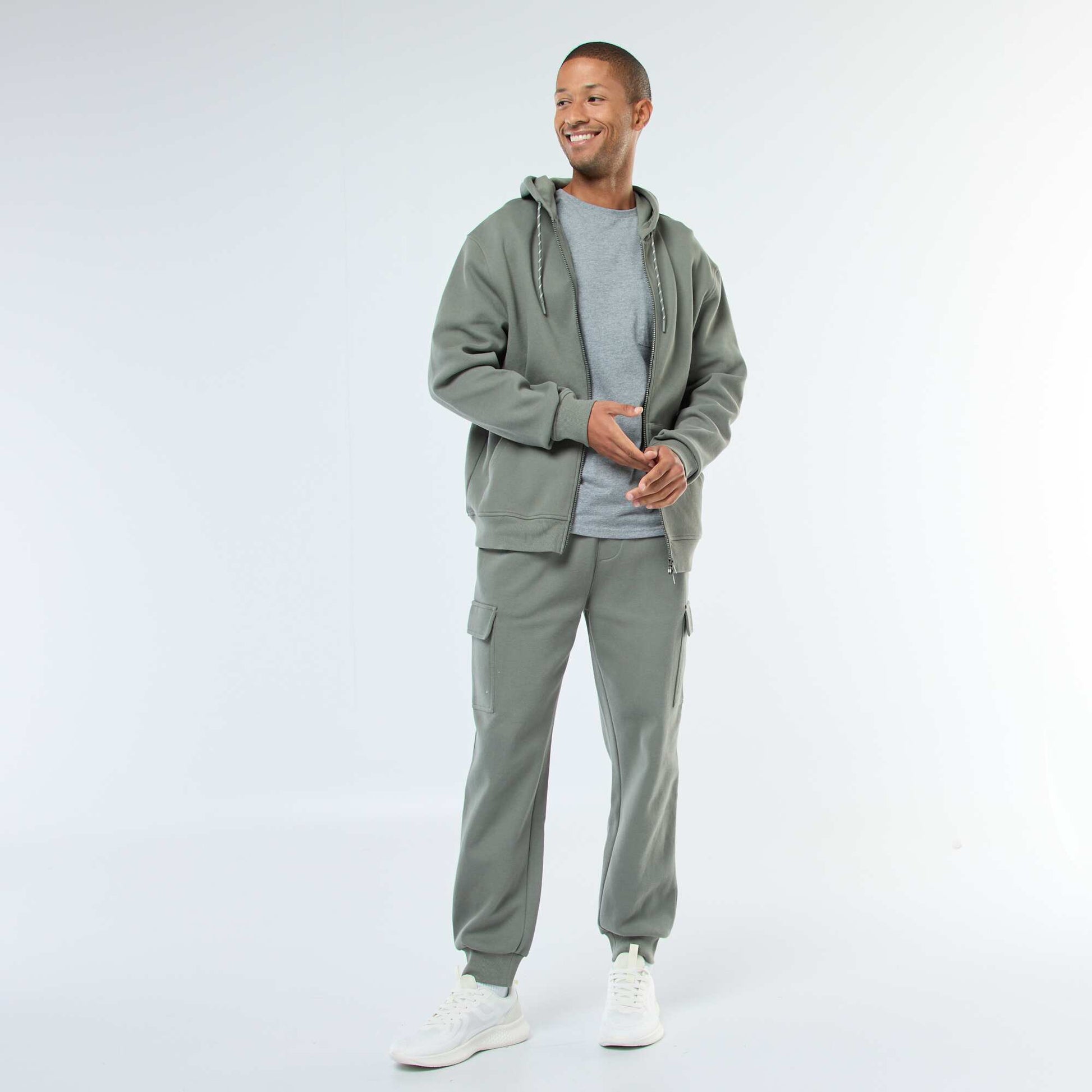 Pantalon de jogging multi-poches uni VERT