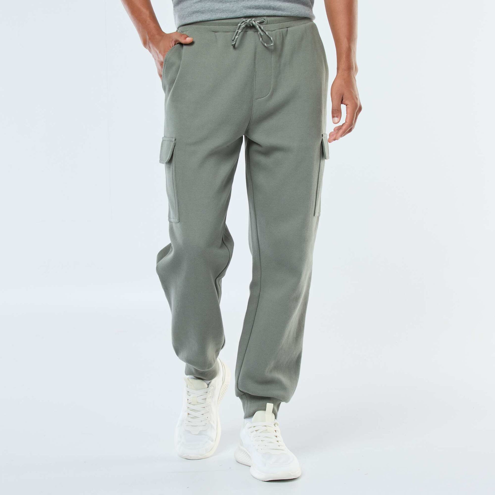 Pantalon de jogging multi-poches uni VERT