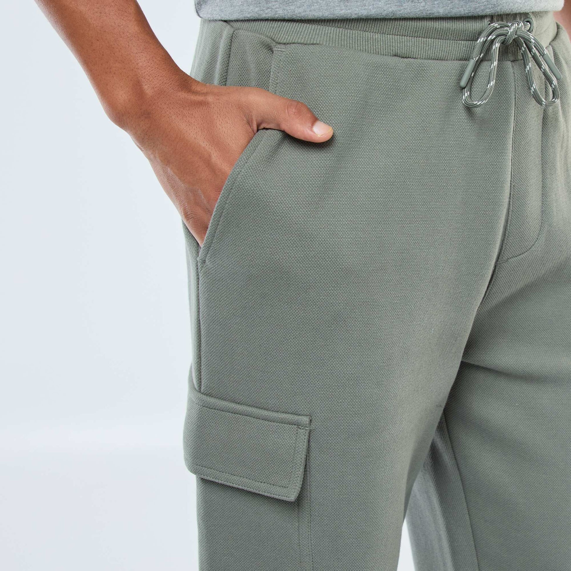 Pantalon de jogging multi-poches uni VERT