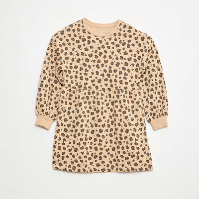 Robe à motif en molleton non-doublé BEIGE