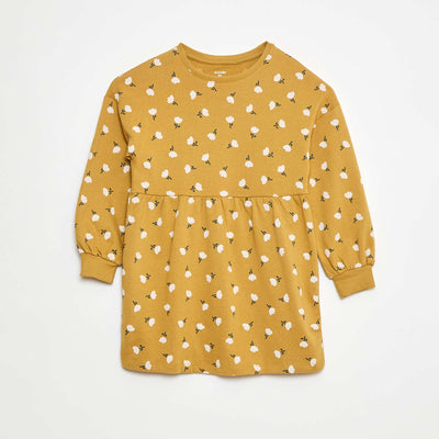Robe à motif en molleton non-doublé JAUNE