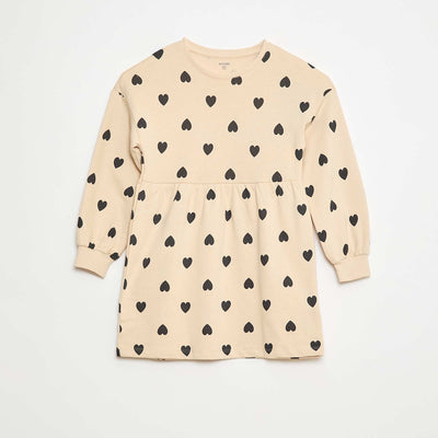 Robe à motif en molleton non-doublé BEIGE