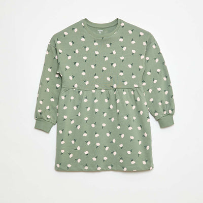 Robe à motif en molleton non-doublé VERT