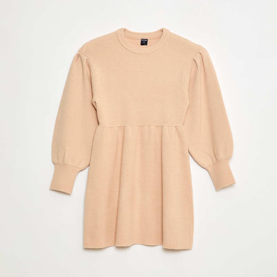 Robe pull en maille tricot douce BEIGE