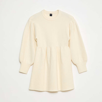 Robe pull en maille tricot douce BLANC