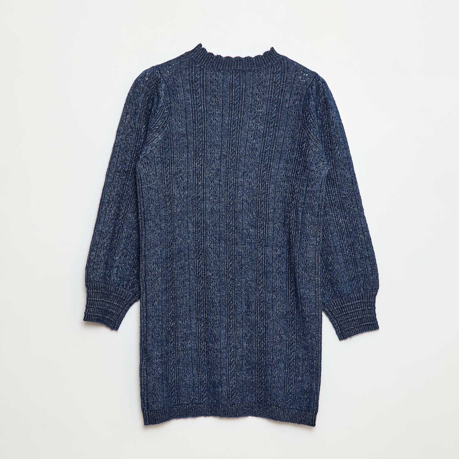 Robe pull en maille tricot ajourée BLEU