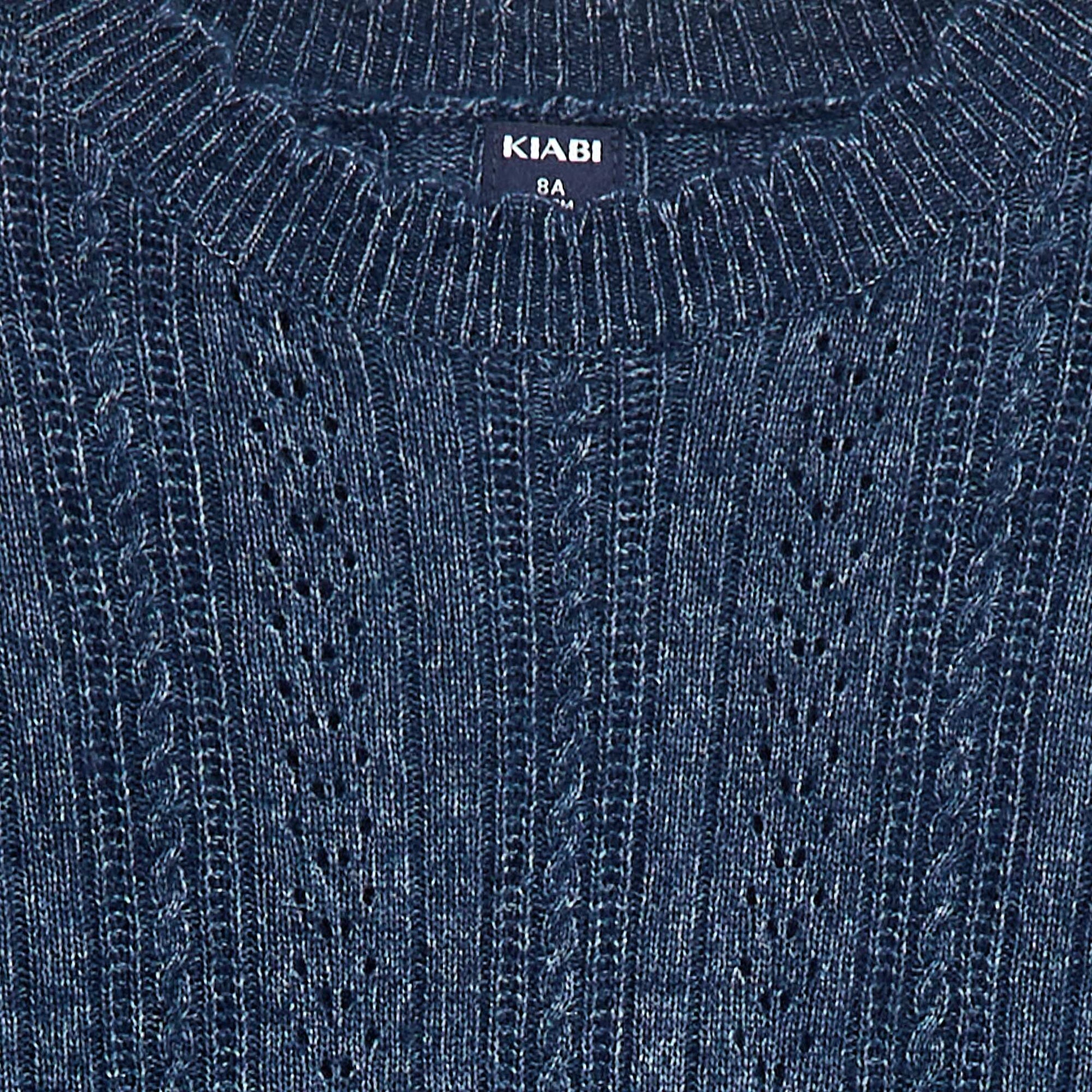 Robe pull en maille tricot ajourée BLEU